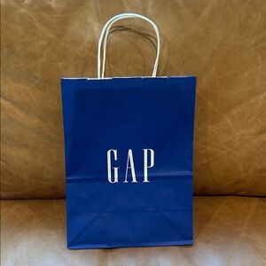 GAP Small Royal Blue Paper Gift Bag W/White Handles+White Tissue Paper Included
